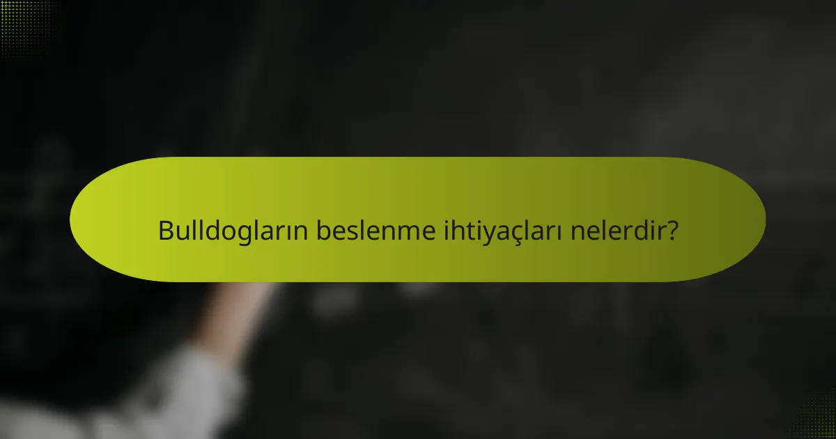 Bulldogların beslenme ihtiyaçları nelerdir?